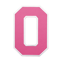 背番号ワッペン（0～9）【一桁用】ピンク×白