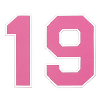 背番号ワッペン（0～9）【二桁用】ピンク×白