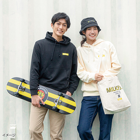 ミルクフェド×阪神タイガースコラボパーカー スウェット フーディー ブラック M ミルクフェド×阪神タイガースコラボパーカー スウェット