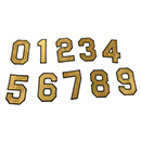 背番号ワッペン（0～9）【二桁用】ゴールド×黒