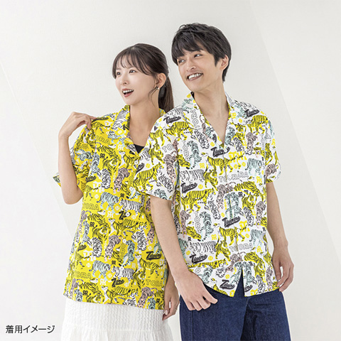 『激レア❗️』新品タグ付き‼️阪神タイガースの歴史を描いたアロハシャツ 3L‼️ 未着用美品】阪神タイガース 歴史を描いたアロハシャツ レーヨン