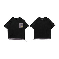 ポケット＆ドロスト付きTシャツブラック
